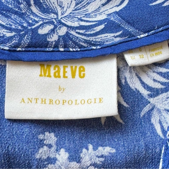 ANTHROPOLOGIE Maeve Clarita Wrap Blouse Top, Blue/White, Size 0 - Picture 12 of 13